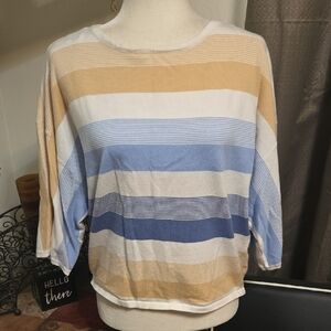 Tahari Multicolor Striped Crew Neck Sweater